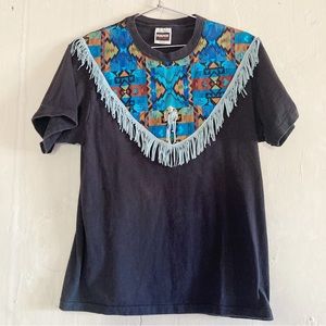 Vintage Western Fringe Tassel Native Print Tee